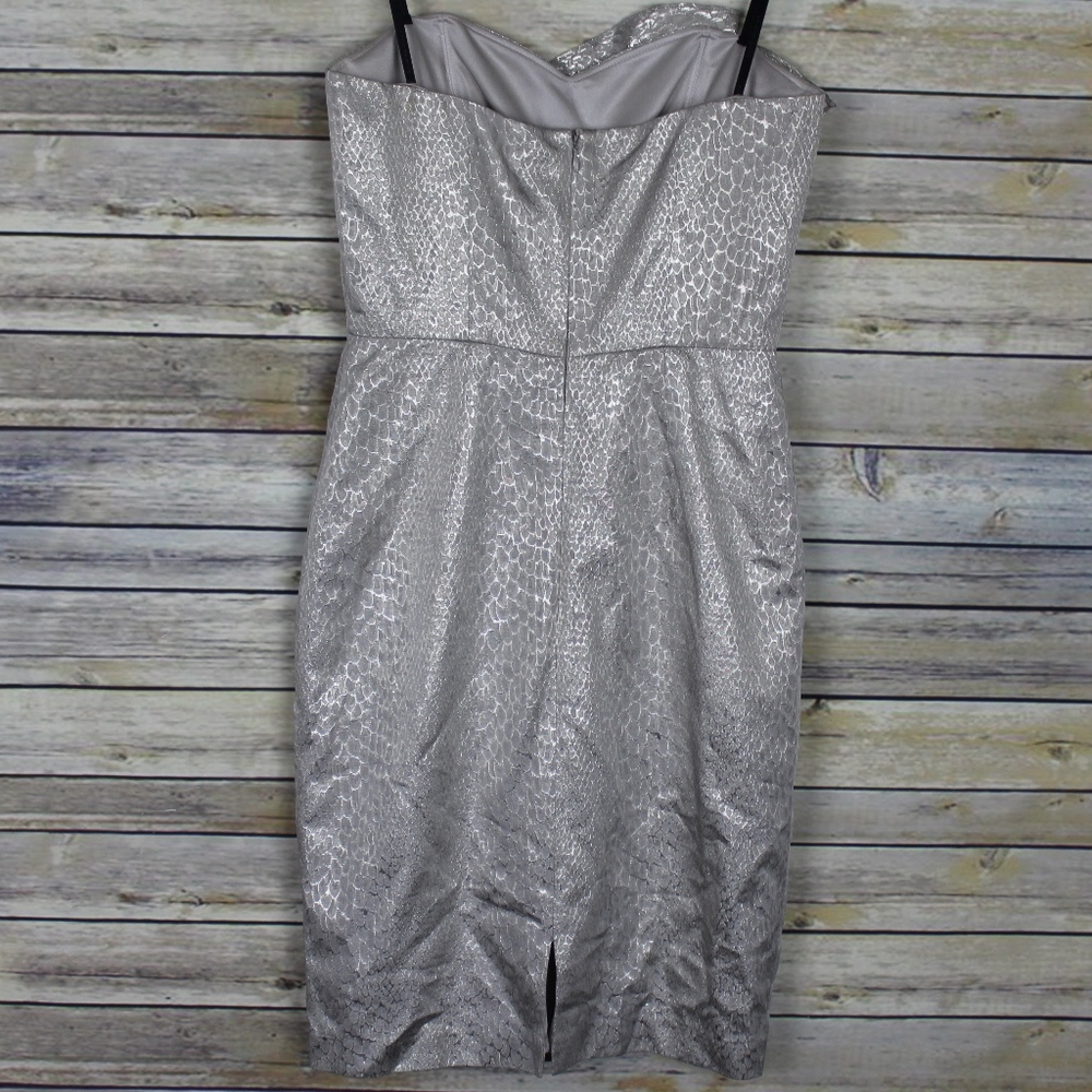 David Meister Ruffle Strapless Embossed Dress - Picture 3 of 7